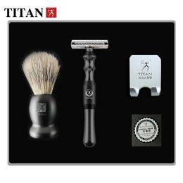 Titan replacement blade razor manual shaver double edge safety kit shaving soap shelf 240112