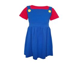 Girl039s Dresses Girls Princess Halloween Dress Red Blue Peach Classic Costume Super Brothers Kids Cosplay3302282