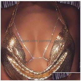 New Y Crystal Body Chain Women Rhinestone Bra Harness Sparkle Summer Beach Bralette Bikini Jewelry Drop Delivery Dhhcj