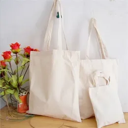 Shopping Bags White Pure Color Cotton Bag Women Linen Storage Handbag Canvas Portable Lady Girls Hand Tote Large Capacity Reusable