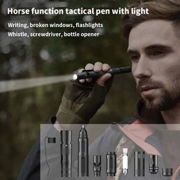 Pointers Laser Pointer High Power Multifunctional Tactical Pen Self Defense Tip Flashlight Screwdriver Corkscrew Survival Accessories