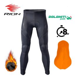 RION Bicycle Pants Men's Tights Winter Bike Clothing Pro Cycling Long Trousers Fleece Thermal Winter 6H 8H Windproof Warm 240112