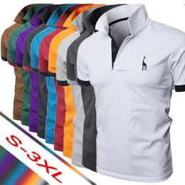 Men's Polo Shirt Lapel Business Solid Colour baseball Short Sleeve Embroidery Polo Shirt Men's Hot T-shirt T23