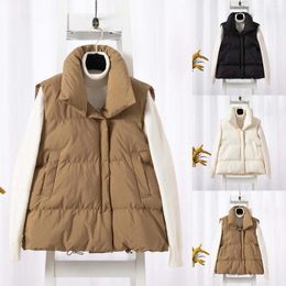 Women's Vests 2x Rain Jacket Women Female Down Cotton Vest 2024 Autumn And Winter Stand Up Collar Woman Leather Coats