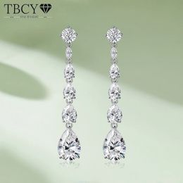 TBCYD 1698cttw D Colour Full Drop Earrings For Women S925 Sterling Silver Long Tassel Diamond Ear Studs Fine Jewellery 240112