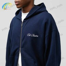 Men's Hoodies Sweatshirts Dark Blue Casual Oversized Classic Embroidered Cole Buxton Zippered Hoodie Men Women 1 1 Best Quality CB Hooded Sweatshirts T240113