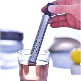Tea Strainers 100Pcs Tea Strainer Stick Stainless Steel Pipe Design Mesh Philtre Portable Infuser Teaware Drop Delivery Home Garden Kit Dh4Z3