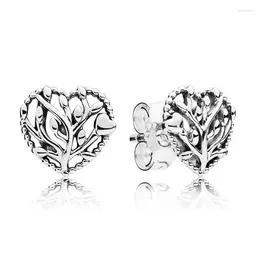 Stud Earrings Authentic 925 Sterling Silver Flourishing Hearts Fashion For Women Gift DIY Jewellery