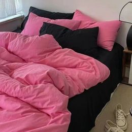 Nordic Princess Pink Bedding Set Girls Boys Single Double Size Flat Sheet Duvet Cover Pillowcase Bed Linens Home Textile 240113