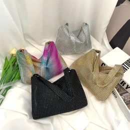 Evening Bags Colorful Rhinestone Handbag Simple Zipper Korean Style Shoulder Bag Shiny Makeup Underarm Girl