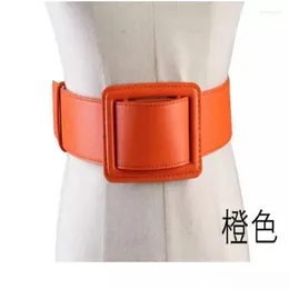 Belts 2024 Luxury Women Orange Wide 5.5cm Non Porous Belt Simple All Match Decorative Ultra Coat Black Waist Seal Spot 65-82cm