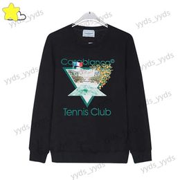 Men's Hoodies Sweatshirts Autumn Winter Green Triangle Tennis Club Casablanca Sweatshirts Pullover Men Women Loose Cotton Black White Hoodie With Tag T240113