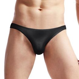 Underpants Men Soft Underwear Briefs Shorts Pouch Lingerie Bottoms Pants Semitransparent Ice Silk Mesh Men's Bulge Thong