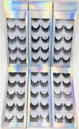 selling 5 Pair Natural Thick synthetic Eye Lashes Makeup Handmade Fake Cross False Eyelashes with Holographic Box4379685