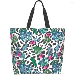 Shopping Bags Brown Leaf Spot Large Tote Bag For Women Reusable Beach Shoulder Handbag Waterproof Travel Grocery
