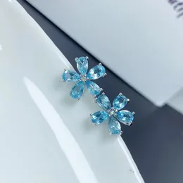 Stud Earrings Classic Silver Flower For Daily Wear 3mm 5mm Natural Topaz 925 Light Blue Jewellery