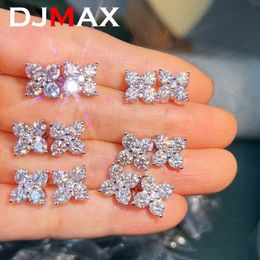 DJMAX Full 03ct 4mmFour Clovers Stud Earrings S925 Sterling Silver Diamond Trendy 240112