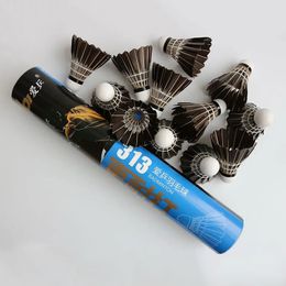 Black Barreled Badminton Training Match Goose Feather 12pack Wholesale Shuttlecock Durable 240112