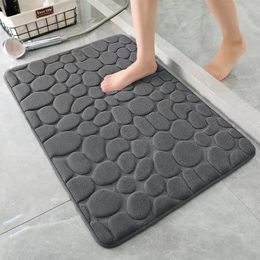 Cobblestone Carpet Coral Fleece Floor Floor Mat Methold 비 슬립 욕실 주방 매트 슈퍼 워터 흡수 바닥 매트 입구 도어 매트 러그 HW0170