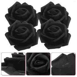 Decorative Flowers 100 Pcs Artificial Rose Black Roses Flower Fake Head Wedding Decorations For Tables Heads Bulk Crafts Petal