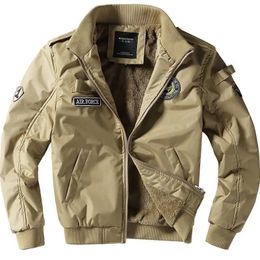 Men Winter Coat Heavy Fleece Male Cardigan Bomber Aviation Jumper Air Force One Man Aesthetic Clothing Workwear Military Jacket 240112