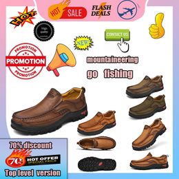 Hiking Shoes Casual Platform Designer Leather shoes for men genuine leather oversized loafers for men casual Anti slip and wear-resistant leather Training sneakers