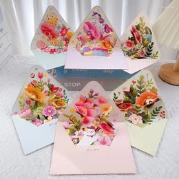 Gift Wrap 1 Pc Romantic Flower Birthday Christmas 3D Card Greeting Set Postcard Party Wedding Decor Creative Gratitude Gifts Cards