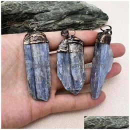 Pendant Necklaces 10Pcs Boho Jewellery Irregar Large Natural Stone Blue Kyanite Quartz Vintage Necklace My230906 Drop Delivery Dh8Hj