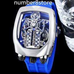 Bugatti Chiron Tourbillon Mens Watch 16-Cylinder Engine Luxury J&C Automatic Oversize Wristwatch Sapphire Crystal 15 Colors