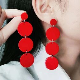 Stud Earrings Round Long Hanging For Women Trending Cute Korean Big Drop Earings Girls Colorful Acrylic Dangle Brincos