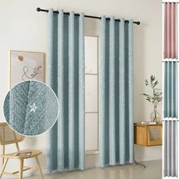 Linen Curtain Drapes for Living Room Bedroom Decor Embroidery Star Curtain Eyelets Darkening Grommets Top Kids Windows Panel 240113