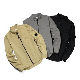 Men s Hoodies Sweatshirts Casual Shirts Simple Loose Long Sleeve Lapel Zipper Cardigan Shirt Youth Clothing Cp jacket
