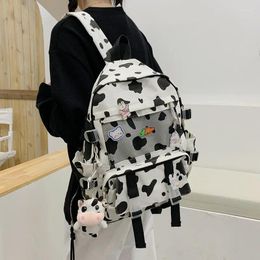 School Bags Cow Pattern Cute Girl Schoolbag Funny Campus Large Capacity Backpack Korean Version Student Canvas