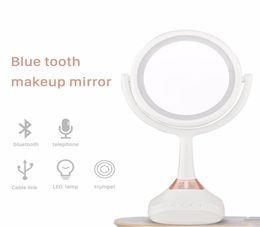 5X Magnifying LED Double Sided Makeup Mirror Bluetooth Hands Speakerphone6492231