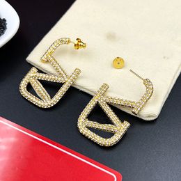 Drop V Earrings Gold Earring Designer For Woman Fashion Luxury Vlogo Brand Letter Stud Pearl earings Girls Ear Studs Weddings 6788