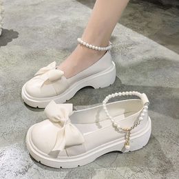 Dress Shoes Women Thick Platform Mary Janes Lolita Shoes Party Pumps Summer 2022 New Sandals Bow Chain Mujer Shoes Fashion Oxford Zapatos