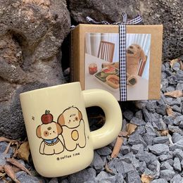 Mugs Cute Puppy Coffee Cup Kawaii Ceramic Reusable Korean Cups 300ml Tea Beer Water Milk Breakfast Travel Mug Drinkware Birthday Gift