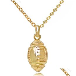 Pendant Necklaces Pendant Necklaces 18K Gold American Football Sports For Women Rugby Shape Chains Fashion Lovers Jewelry Gift Drop De Dhcsh