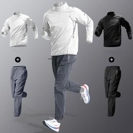 Men's Quick Dry Sets Outdoor Sports Tops Pants Quality Trendy Tracksuits Breathable Windbreaker Jogging Suits Training Clothes 240112