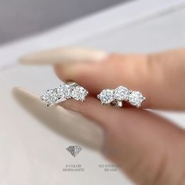 DiamondWorld Shiny 3mm Diamond Stud Earrings for Women Real 925 Sterling Silver 18K Plated White Gold Wedding Jewellery 240112