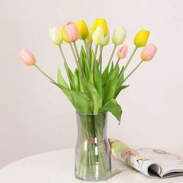 Decorative Flowers 5PCS Tulip Artificial Soft Rubber Home Garden Bouquet Vase Decoration Plants Wedding Bridal Decor Accessories