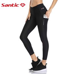 Santic Women's Cycling Long Pants with 3D Padded Breathable Mesh Reflective Biking Tights Bicycle Leggings Sports Trousers 240112