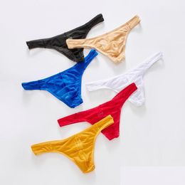 Underpants Mens Sexy U Convex Pouch Underwear Nylon Gay Thongs Briefs Erotic Lingerie Seamless Breathable Male Bikini Drop Delivery A Ottbc