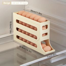 Refrigerator Egg Storage Box Automatic Scrolling Egg Holder Household Large Capacity Kitchen Dedicated Roll Off Egg Storage Rack 240112