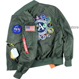 nasa Jackets Fall-flight Pilot Jacket Coat Black Green Bomber Apollo Men Nasa Embroidery Baseball Coats with Zipper cp bomber jacket Men's Jackets 2O3A