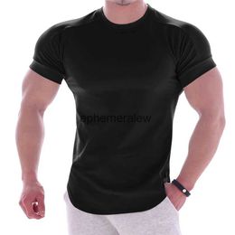 Men's T-Shirts Men Summer T Shirts High Elastic Slim Fit Tshirt Quick-drying Curved Hem Mens Solid Color 3XLephemeralew1