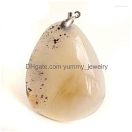 Pendant Necklaces Fashion Women Man Necklace Natural Moss Agate Gemstone Slide Healing Crystal Pendants For Jewellery Making Drop Deliv Dhiwu