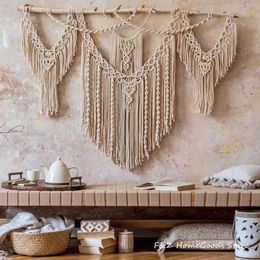 Large Macrame Wall Hangding Tapestry Bohemian Style Geometric Art Decor Chic Handicrafts Woven For Home House Bedroom Background 240113