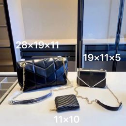 2024 fashion Pop designer Group Bag Fashion Pocket 3pcs/set Women chain crossbody Shoulder tote bag famous brand Handbag+designer wallet 001#