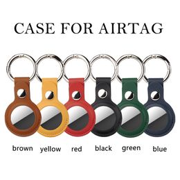 Air Tag Keychain for Apple Airtags Holder Protective Leather Case Tracker Cover with Key Ring GPS Item Finders Accessories (Multi-Color)